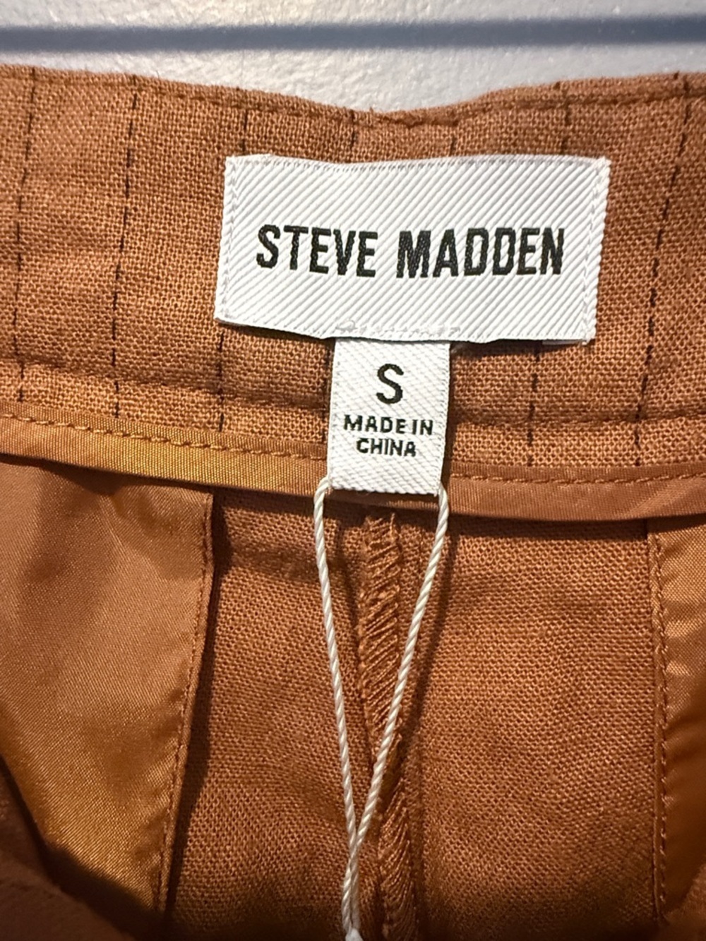 Steve Madden Rust Pinstripe High-Rise Shorts S - Picture 3 of 11